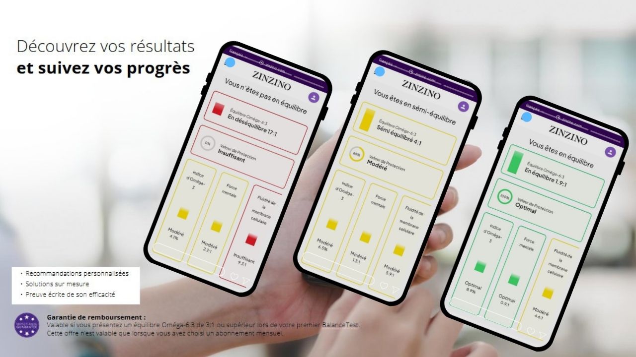 Mes résultats de BalanceTest : déséquilibre 24:1, puis équilibre 5,6:1 après 6 mois
